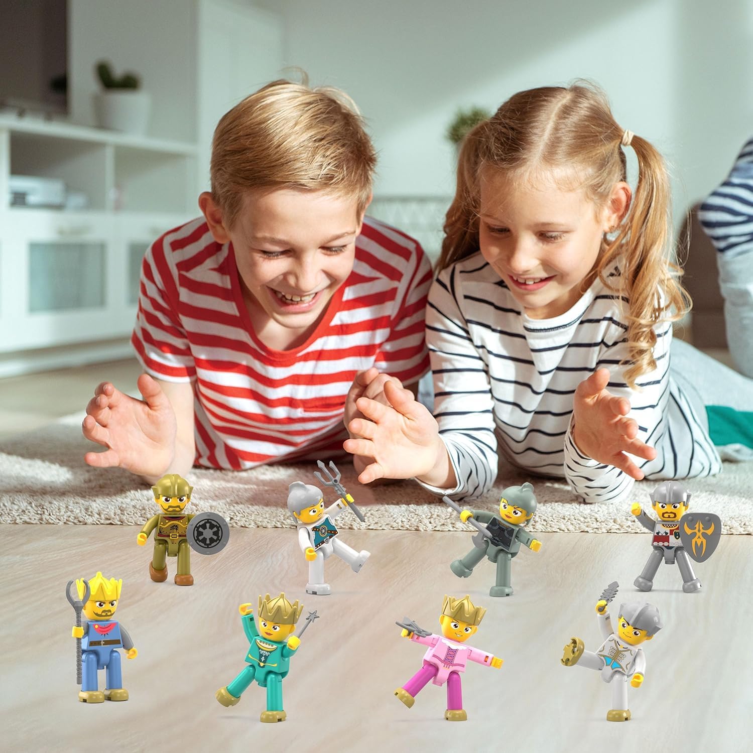 PicassoTiles knights action figure supports cooperative pretend play.