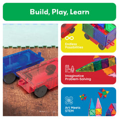 PicassoTiles long bed truck highlighting reinforced hitch for versatile play