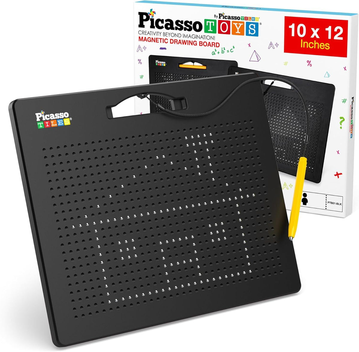 PicassoTiles magnetic drawing board with 748 beads, closed view for mess-free learning.