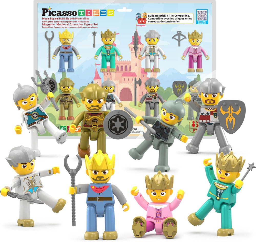 PicassoTiles medieval king action figure for imaginative STEM play.