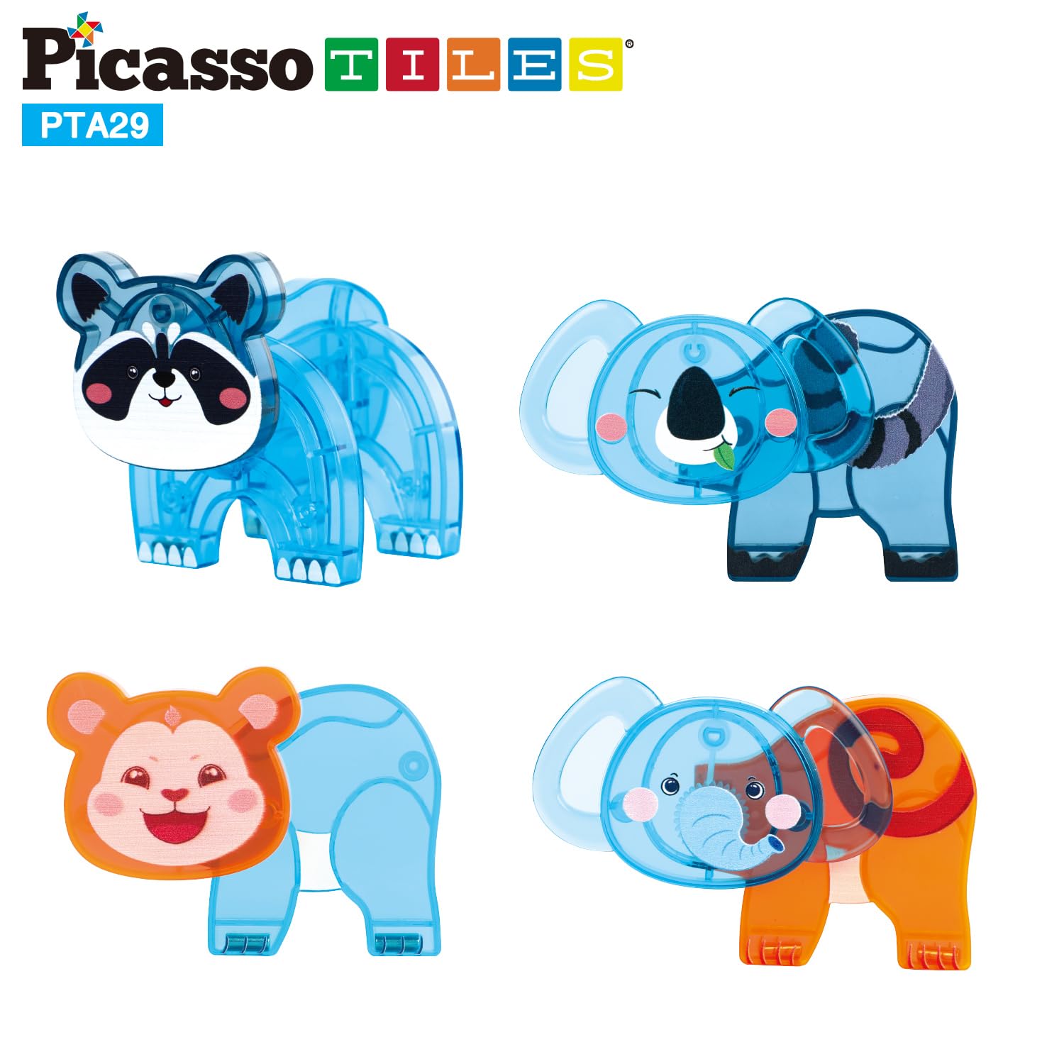 PicassoTiles mix and match colors and shapes for endless animal creations