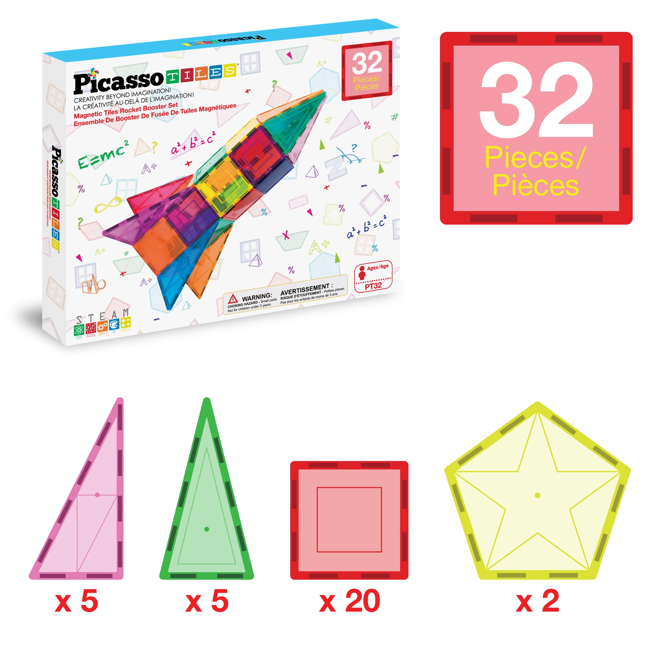 PicassoTiles Rocket Booster close-up shows colorful square tiles for visual learning.