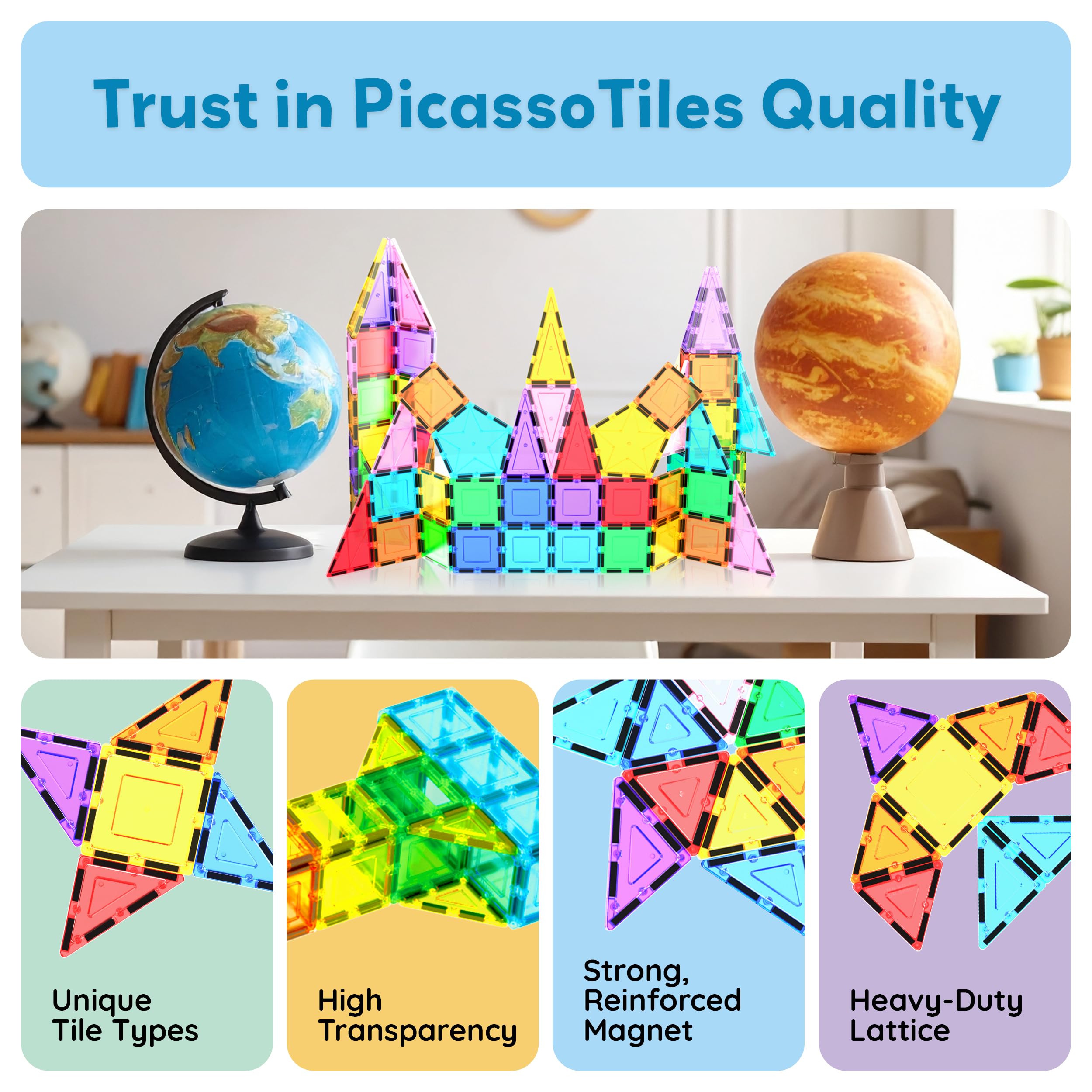 PicassoTiles Rocket Booster BPA-free construction supports safe exploration.