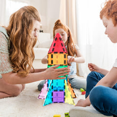 PicassoTiles Rocket Booster side build highlighting scalable design and magnetic connections.