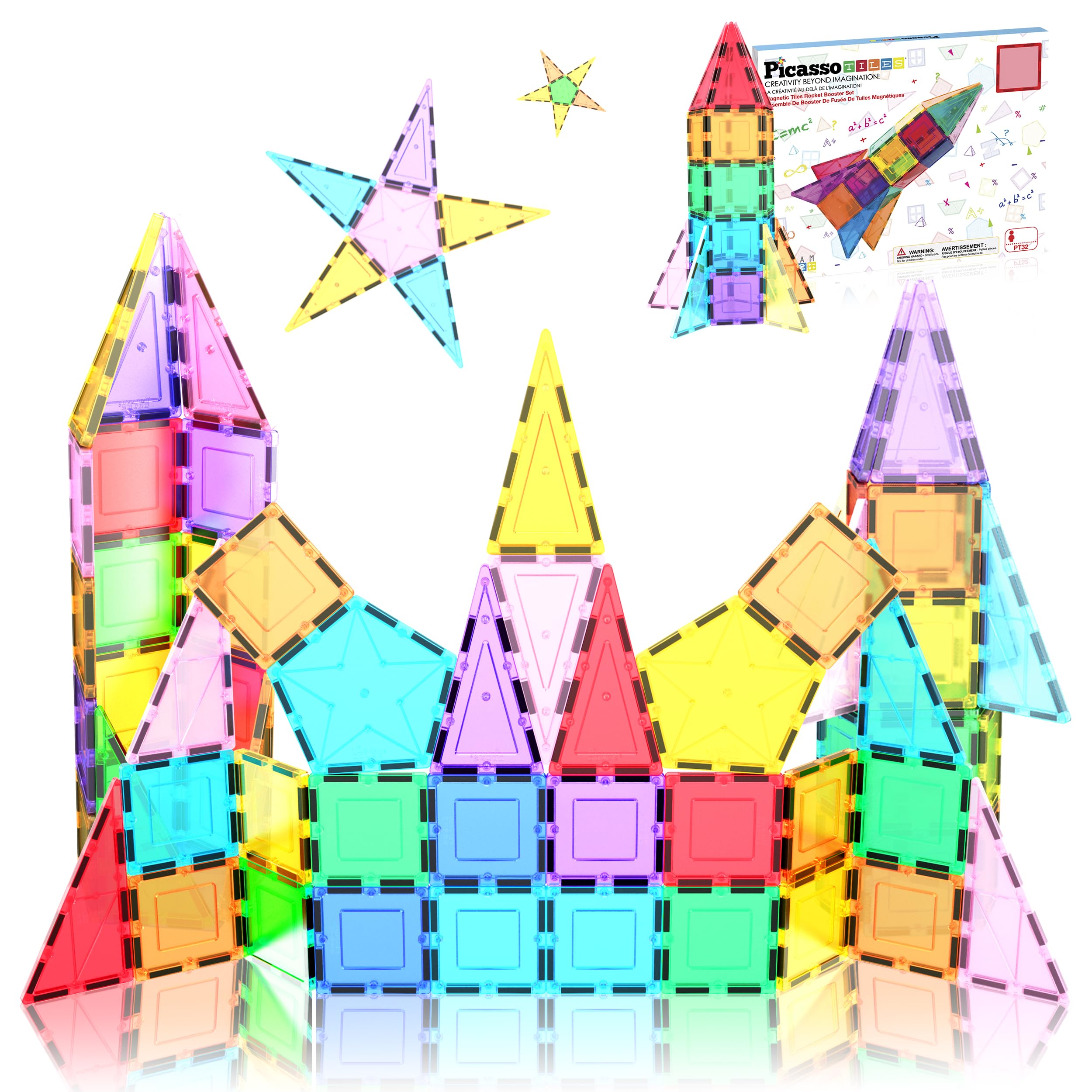 PicassoTiles Rocket Booster top view showing modular magnets for open-ended creativity.