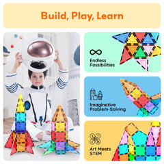 PicassoTiles Rocket Booster polygons demonstrate geometry in imaginative play.