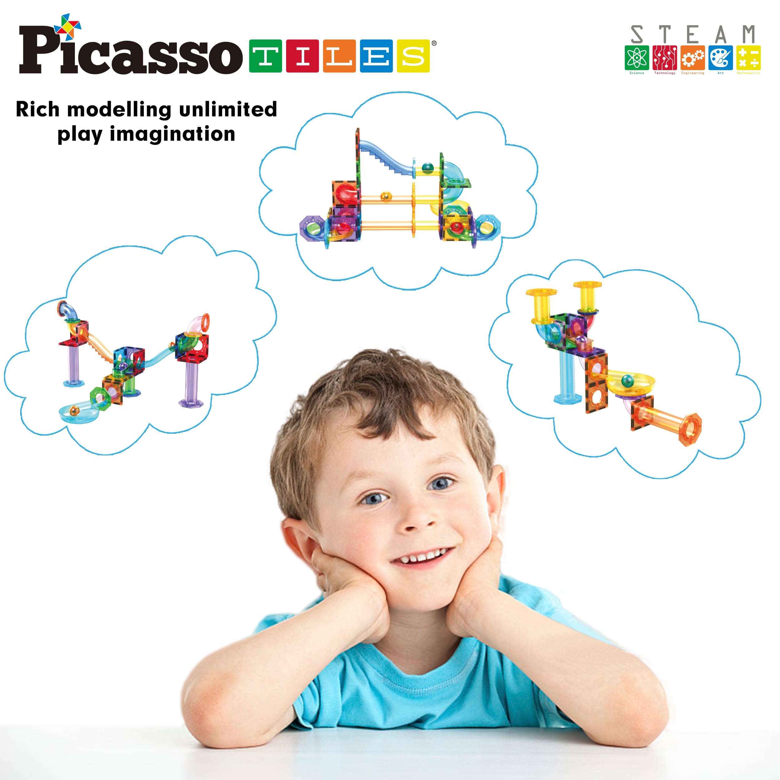 PicassoTiles family-friendly STEM kit encourages focus and cooperative play.