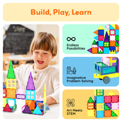 PicassoTiles 101 pcs 3D structures enable hands-on engineering play.