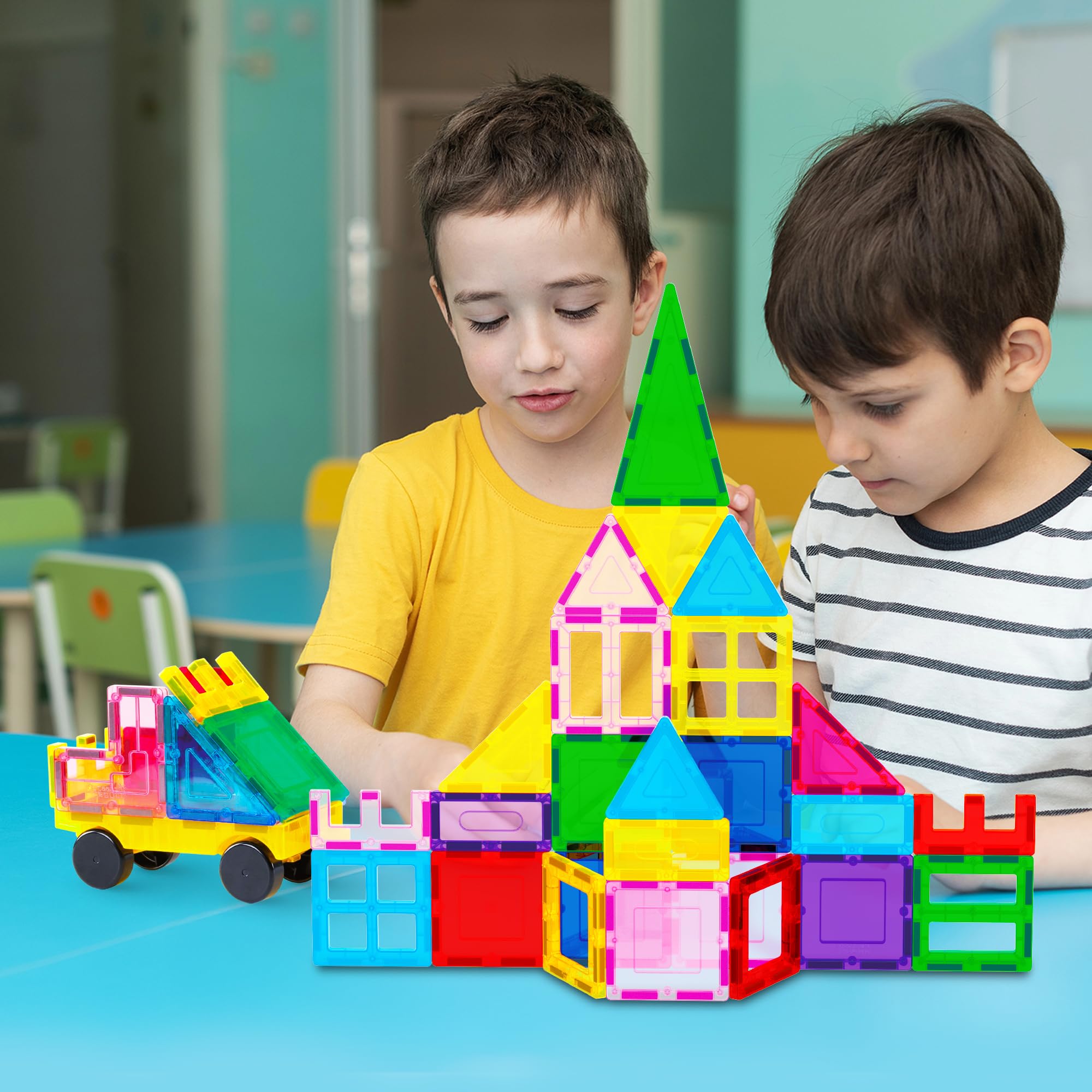 PicassoTiles 101 pcs with drawstring carry bag offers portable organization.
