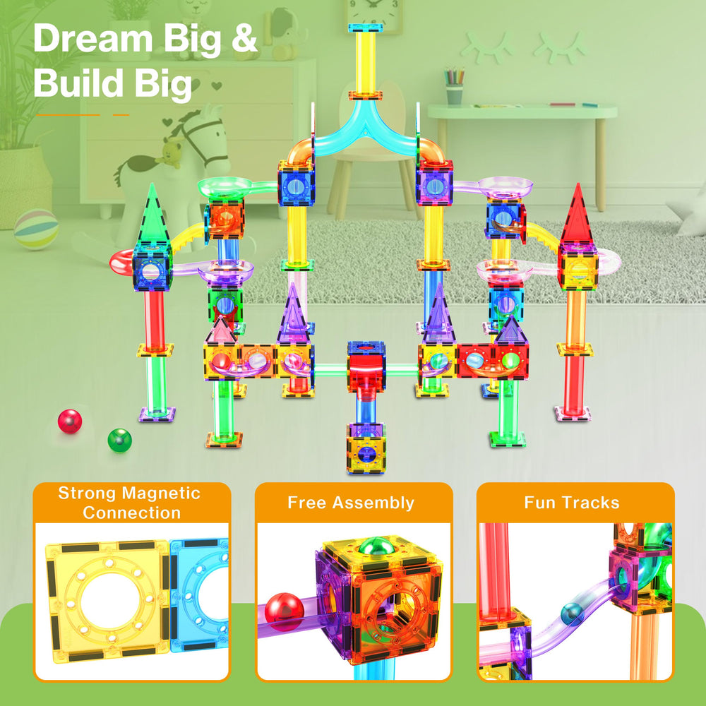 PicassoTiles 200pc set adapts for indoor and outdoor creative play