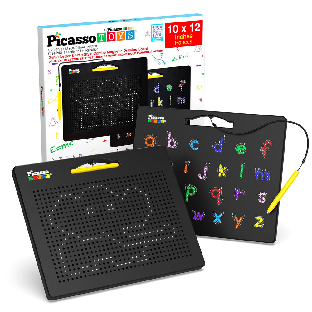 PicassoTiles 2-in-1 magnetic drawing board front view with large surface for drawing.