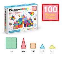 PicassoTiles 3D-building tiles assembly showcasing colorful structures for imaginative play.