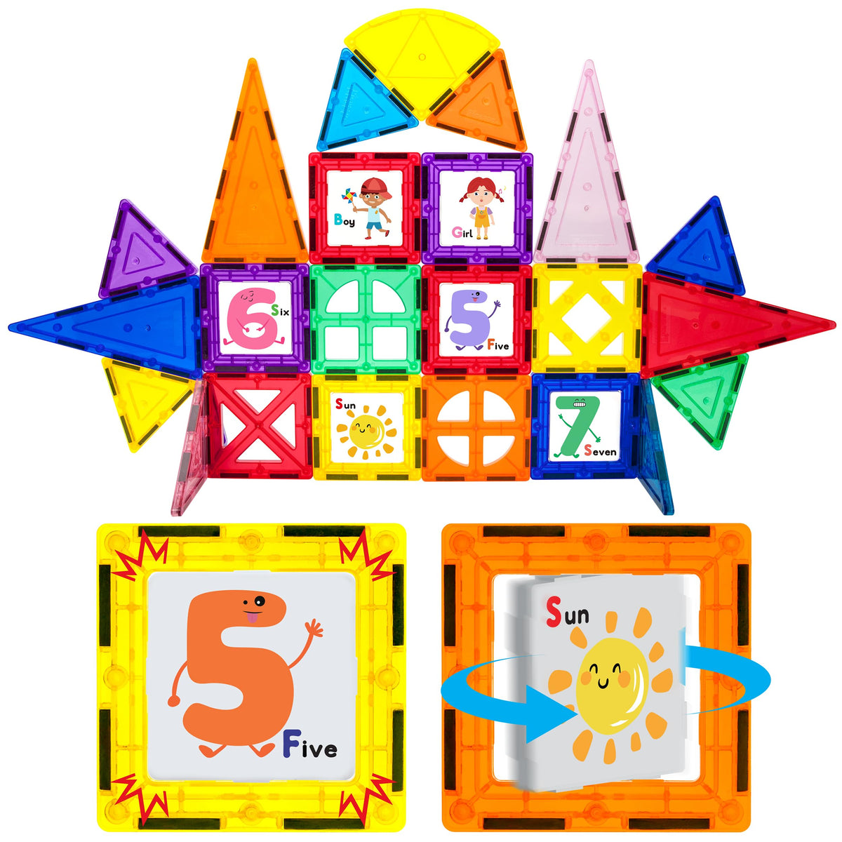 PicassoTiles 42pc design cards enable unlimited creative designs.