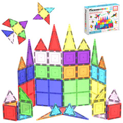 PicassoTiles 60-piece magnetic tiles for open-ended construction play and exploration