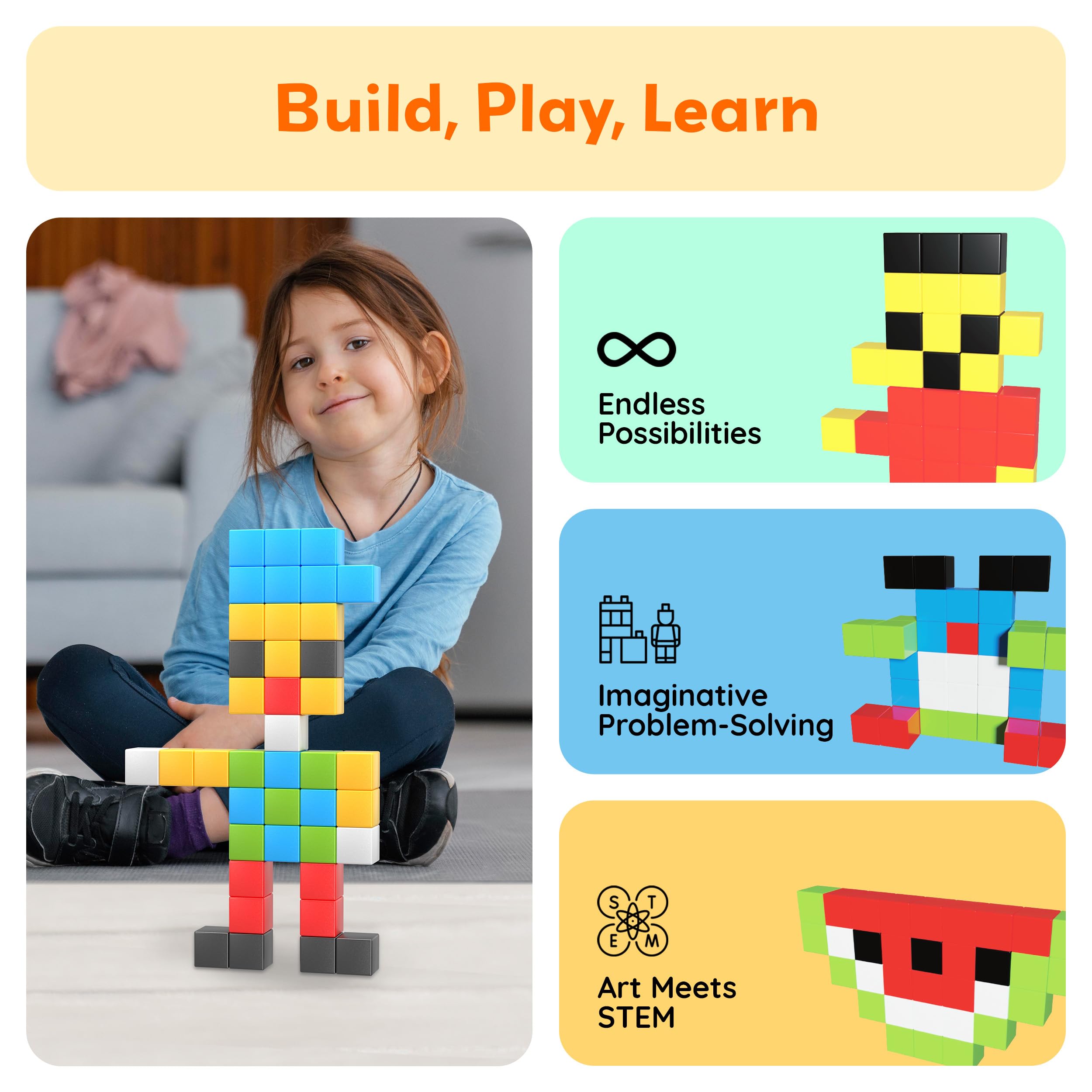 PicassoTiles 60pc dinosaurs bring hands-on STEM fun with bright colors.