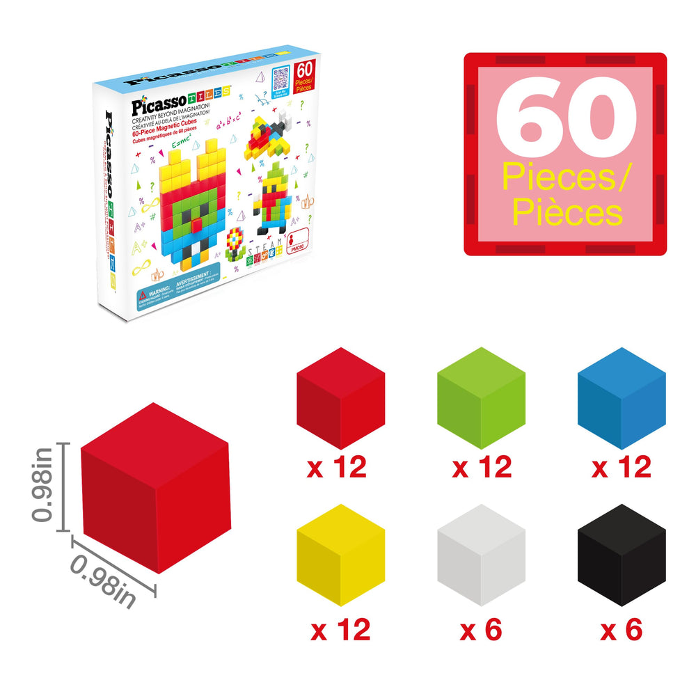 PicassoTiles 60pc magnetic cubes robot build encourages problem solving and cooperative play.