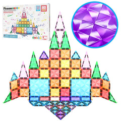 PicassoTiles 80pc mini travel tiles case for easy on-the-go play.