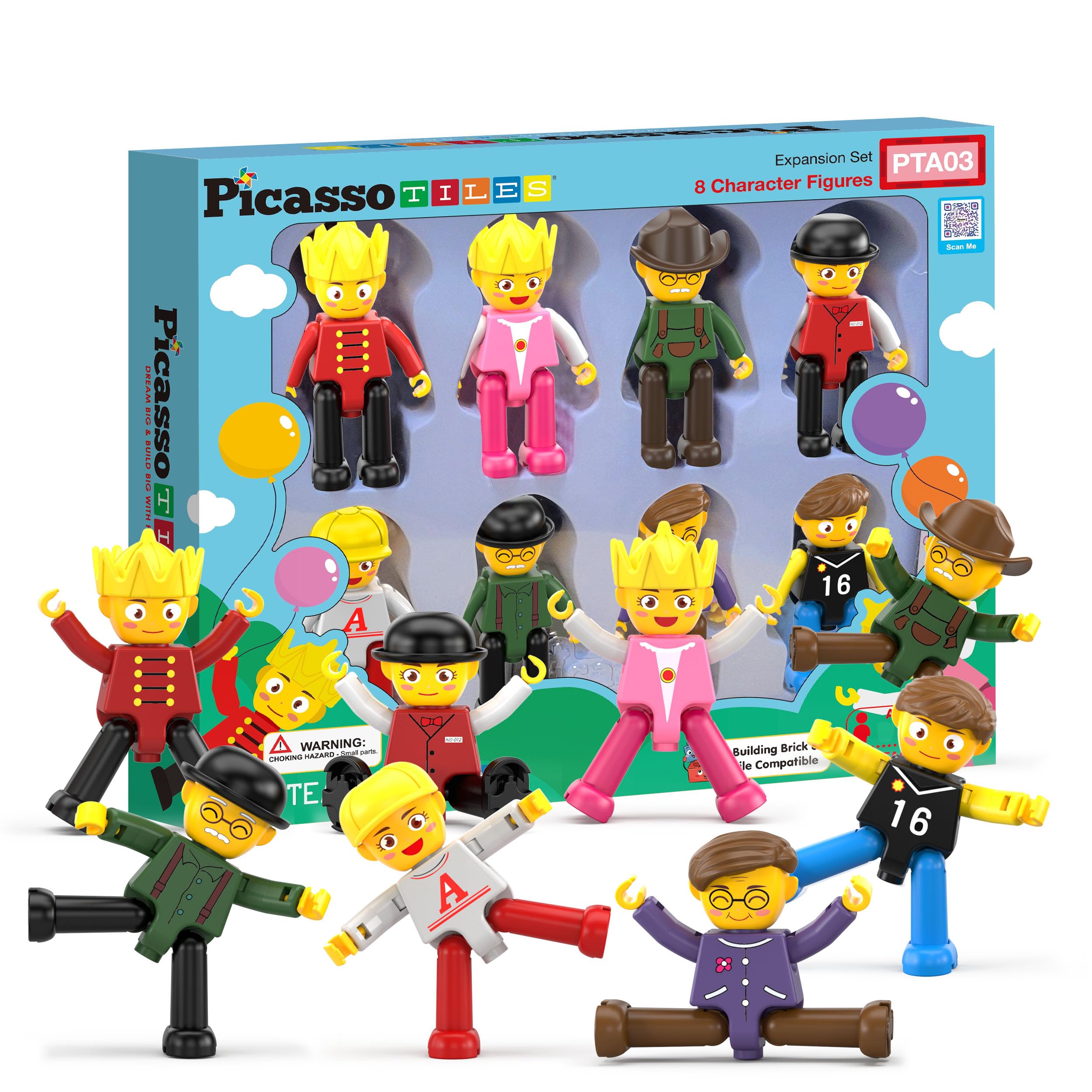 PicassoTiles 8pc character set—magnetic figures for imaginative storytelling and shared play.
