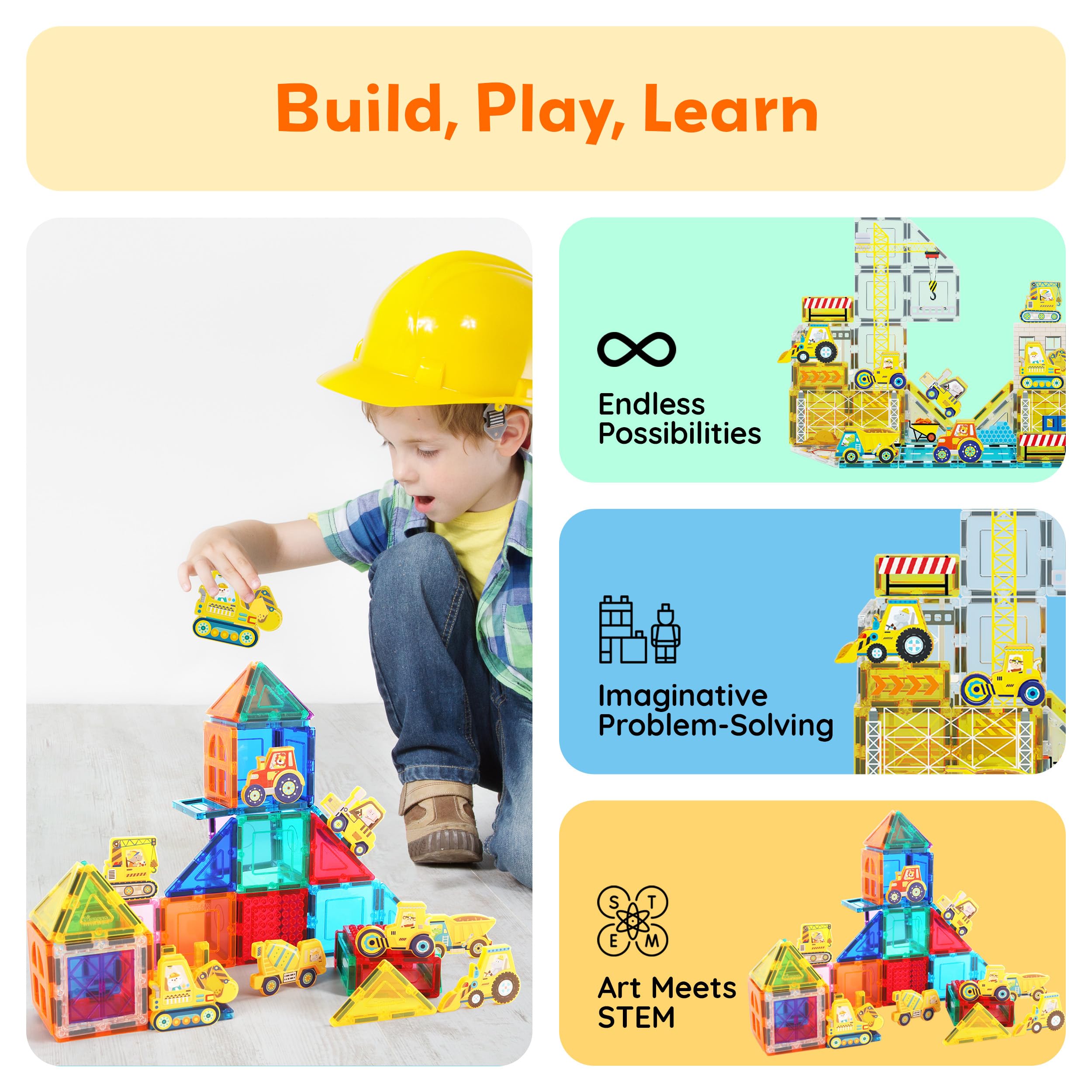 PicassoTiles action figures self-discharging truck enhances classroom-style engineering exploration.