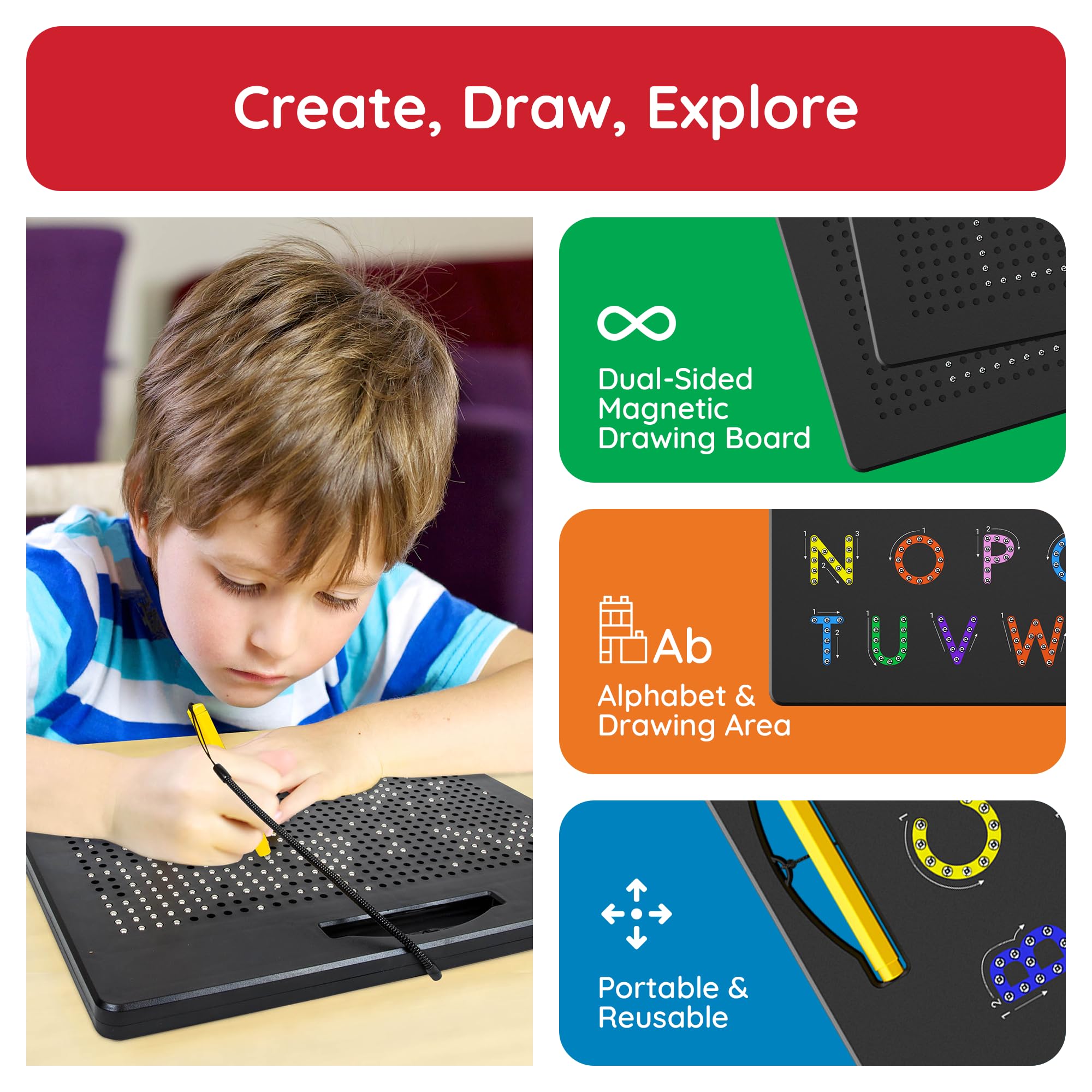 PicassoTiles alphabet tracing side with lowercase letters and stroke guides.