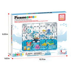 PicassoTiles aquarium magnetic tiles support open-ended play and creative exploration.