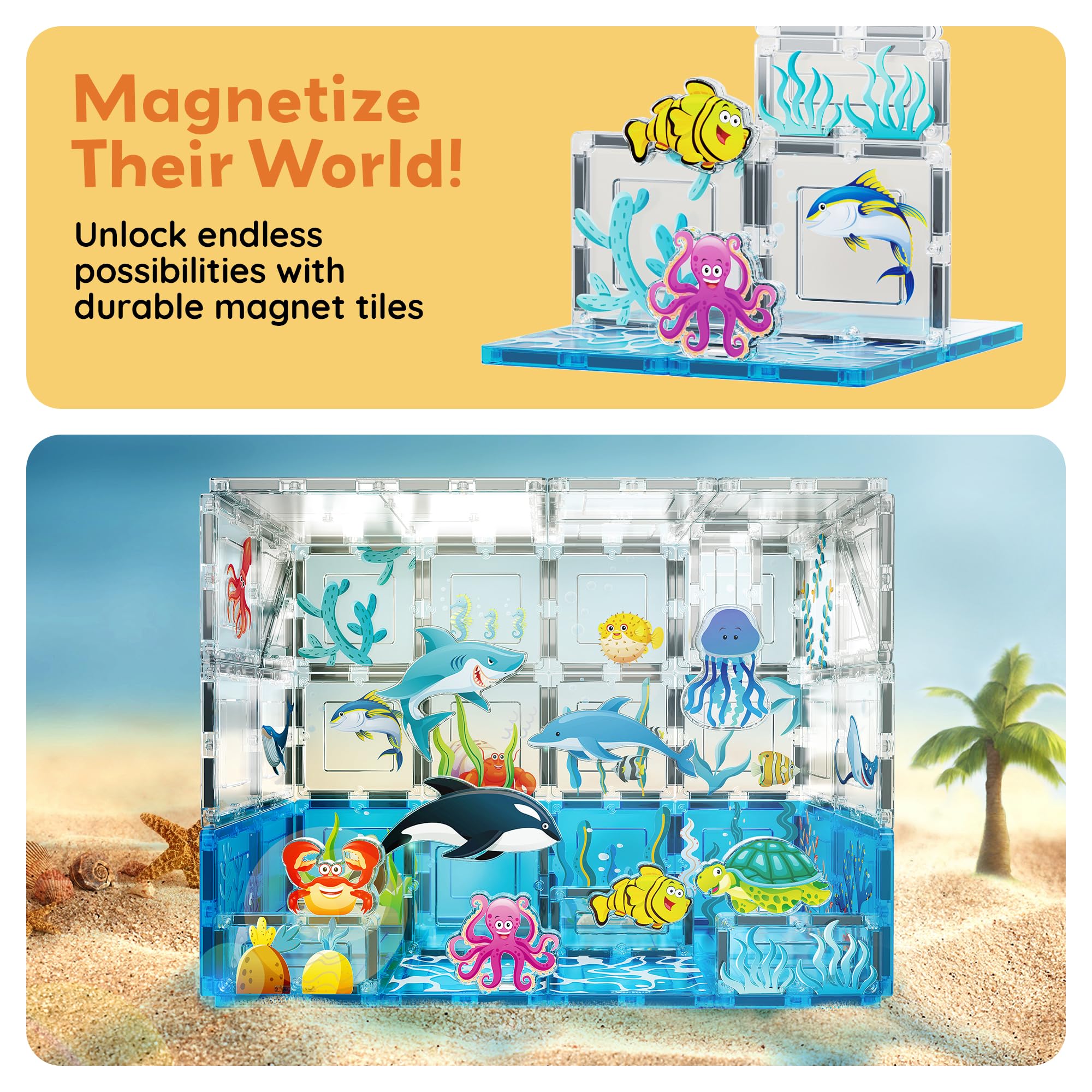 PicassoTiles aquarium octopus figure sparks interactive, cooperative building.
