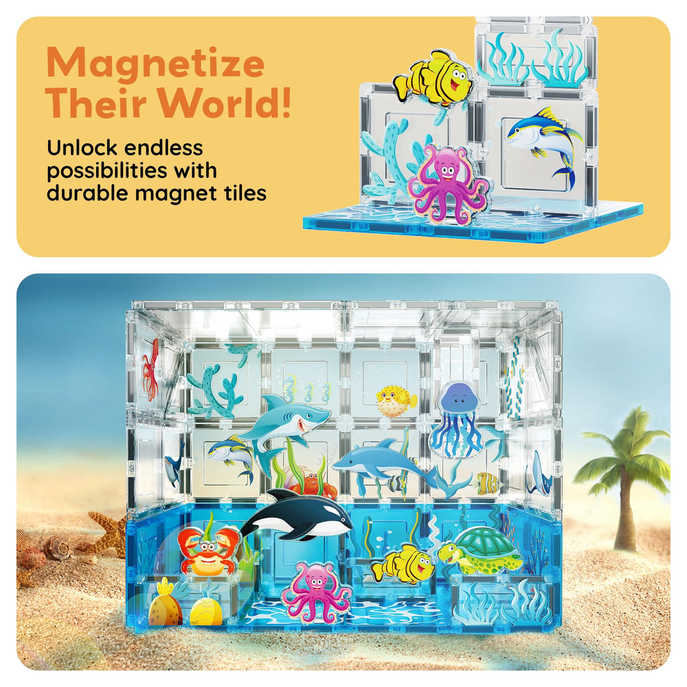 PicassoTiles aquarium octopus figure sparks interactive, cooperative building.