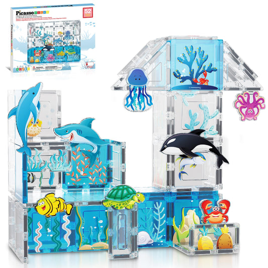 PicassoTiles aquarium orca figure supports imaginative play and storytelling.