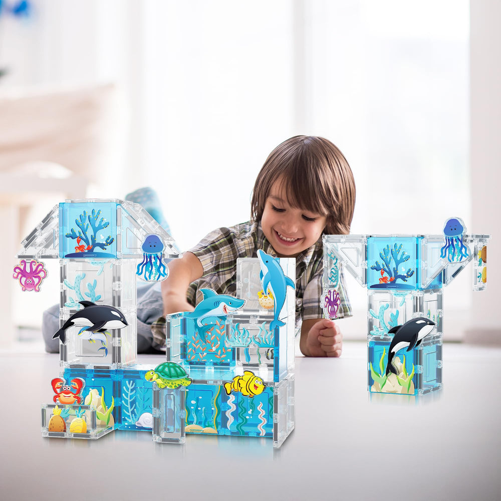 PicassoTiles aquarium shark figure supports hands-on exploration for adventures.