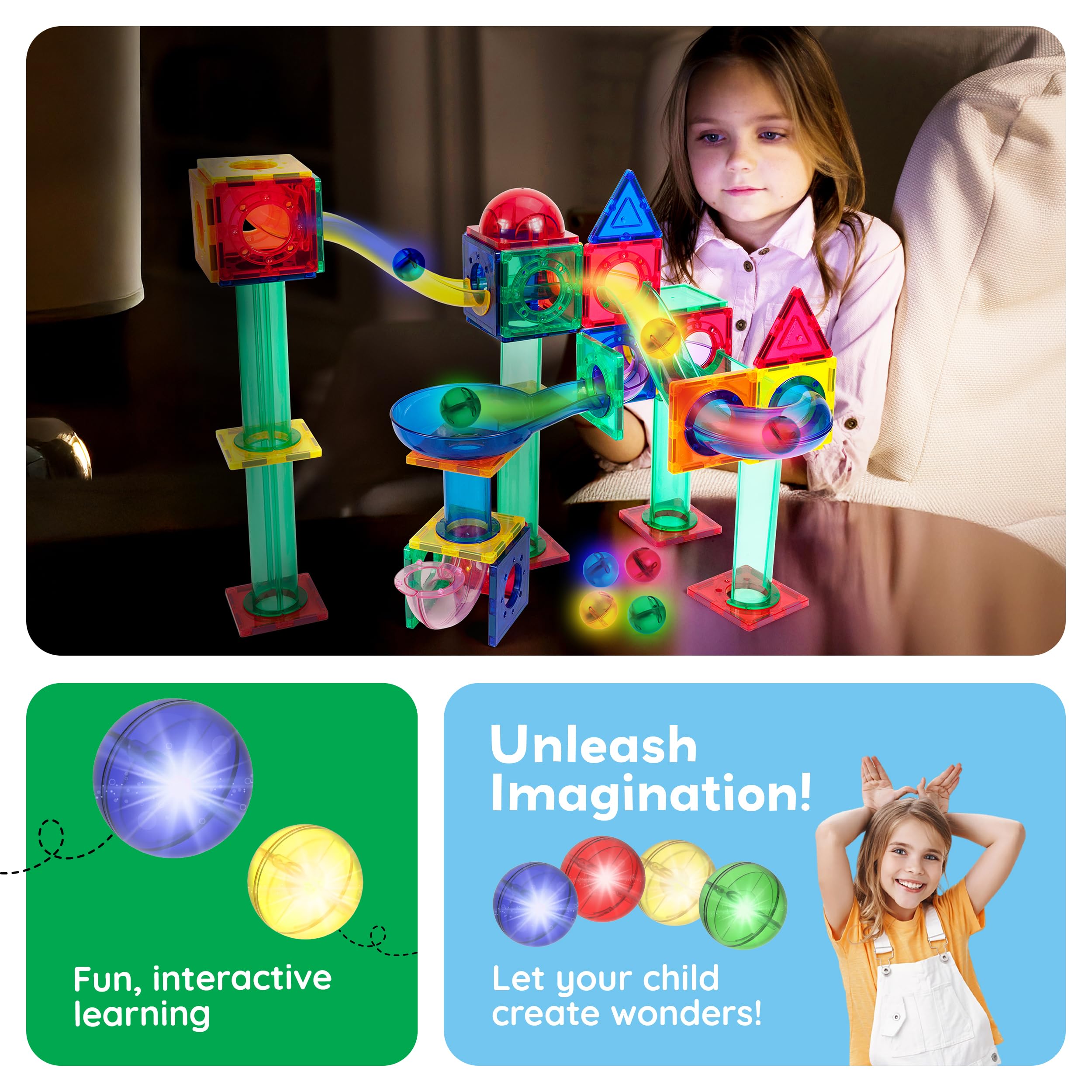 PicassoTiles battery-powered LEDs activate with motion for dynamic, screen-free fun.