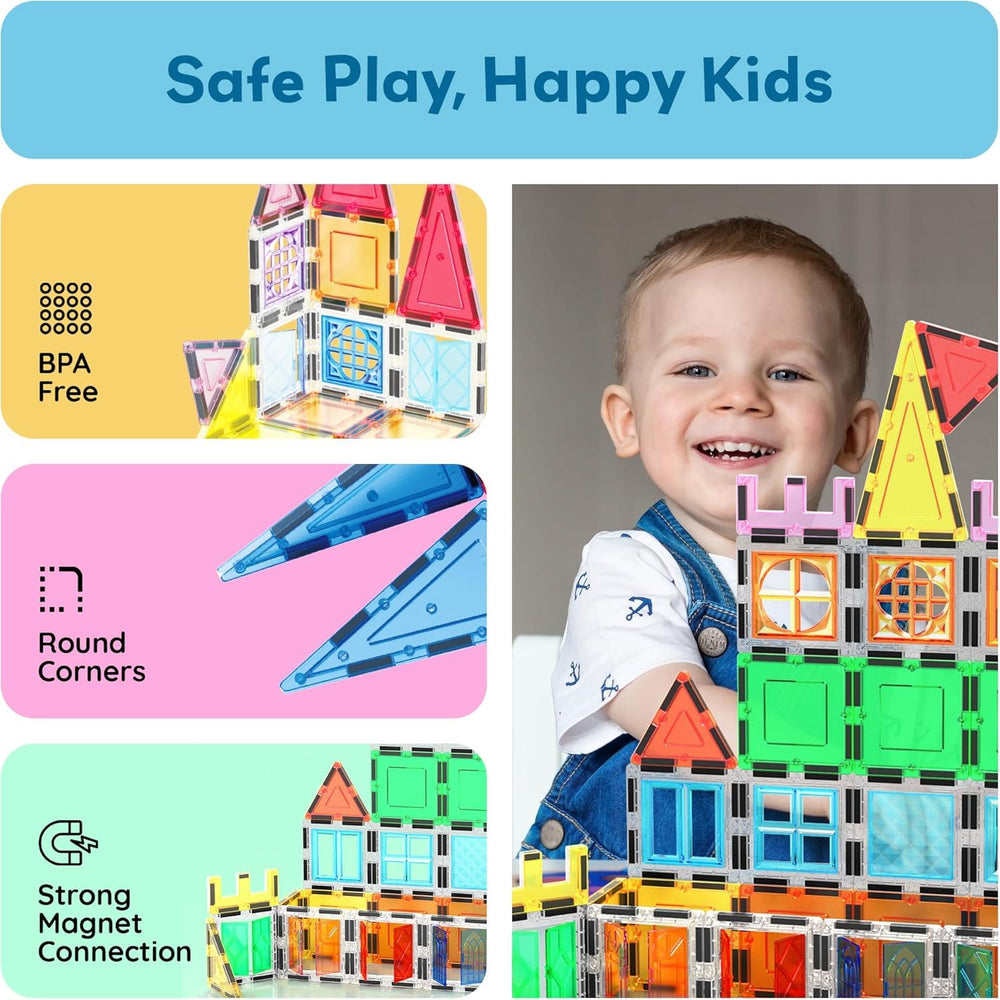 PicassoTiles BPA-free and non-toxic design promotes safe hands-on building sessions.