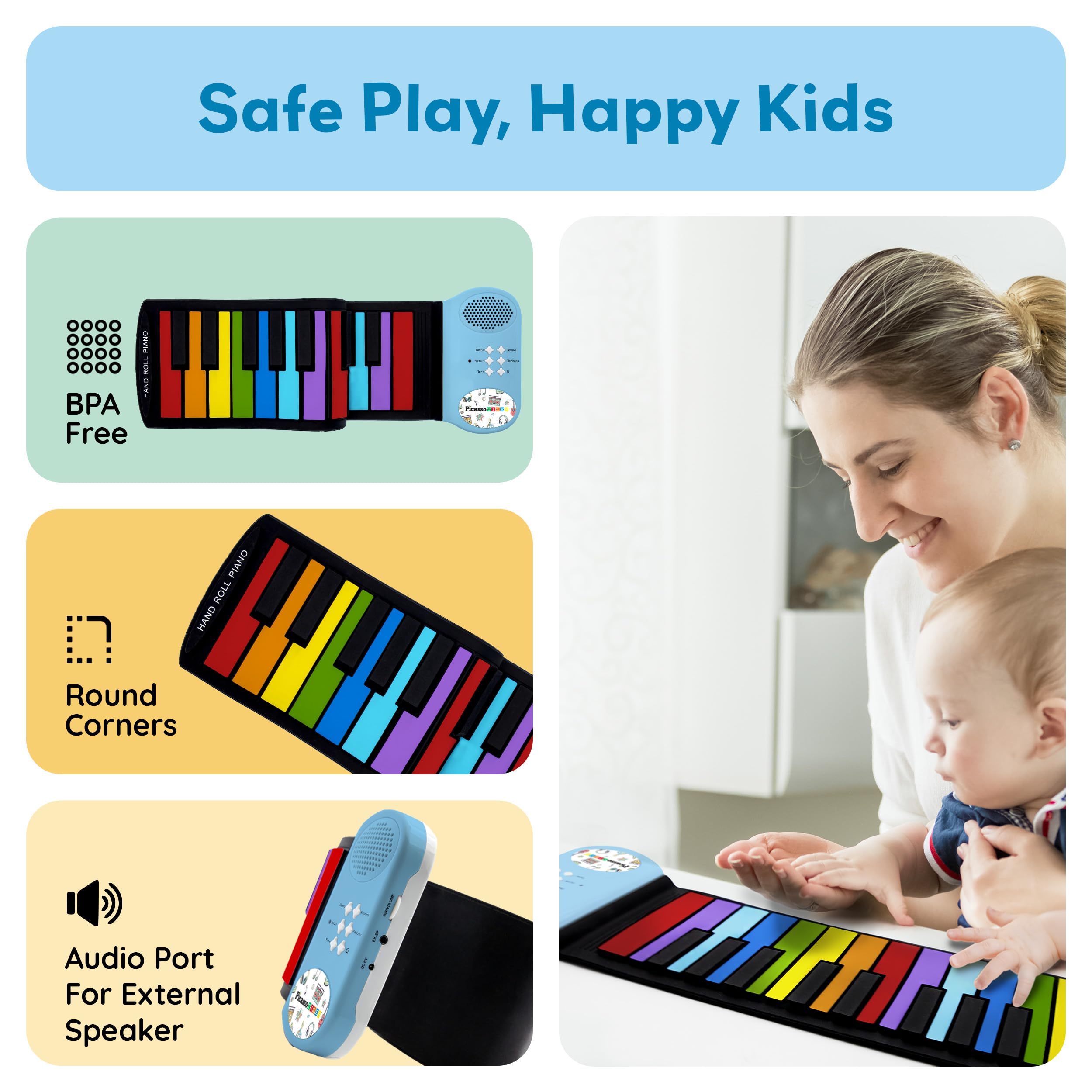 PicassoTiles built-in speaker and USB-battery power for instant play anywhere