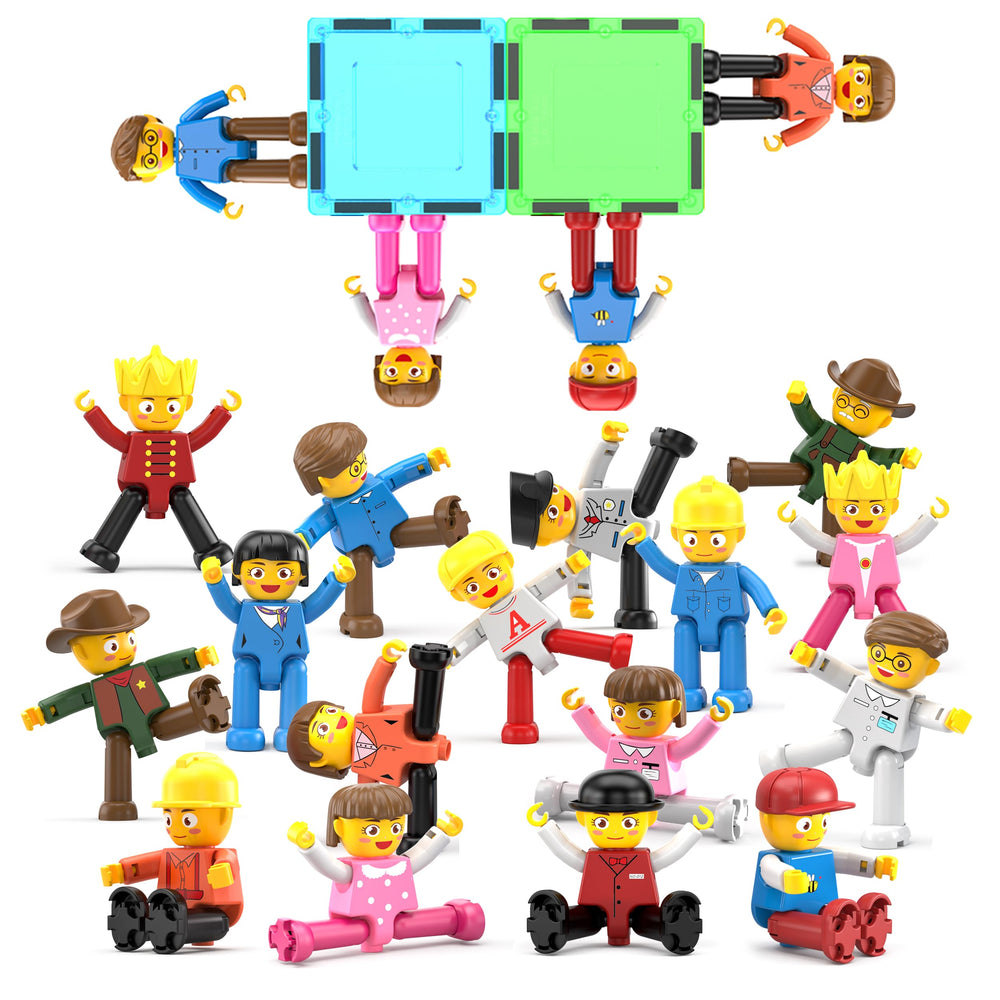 PicassoTiles 16pc expansion character figures for imaginative storytelling.