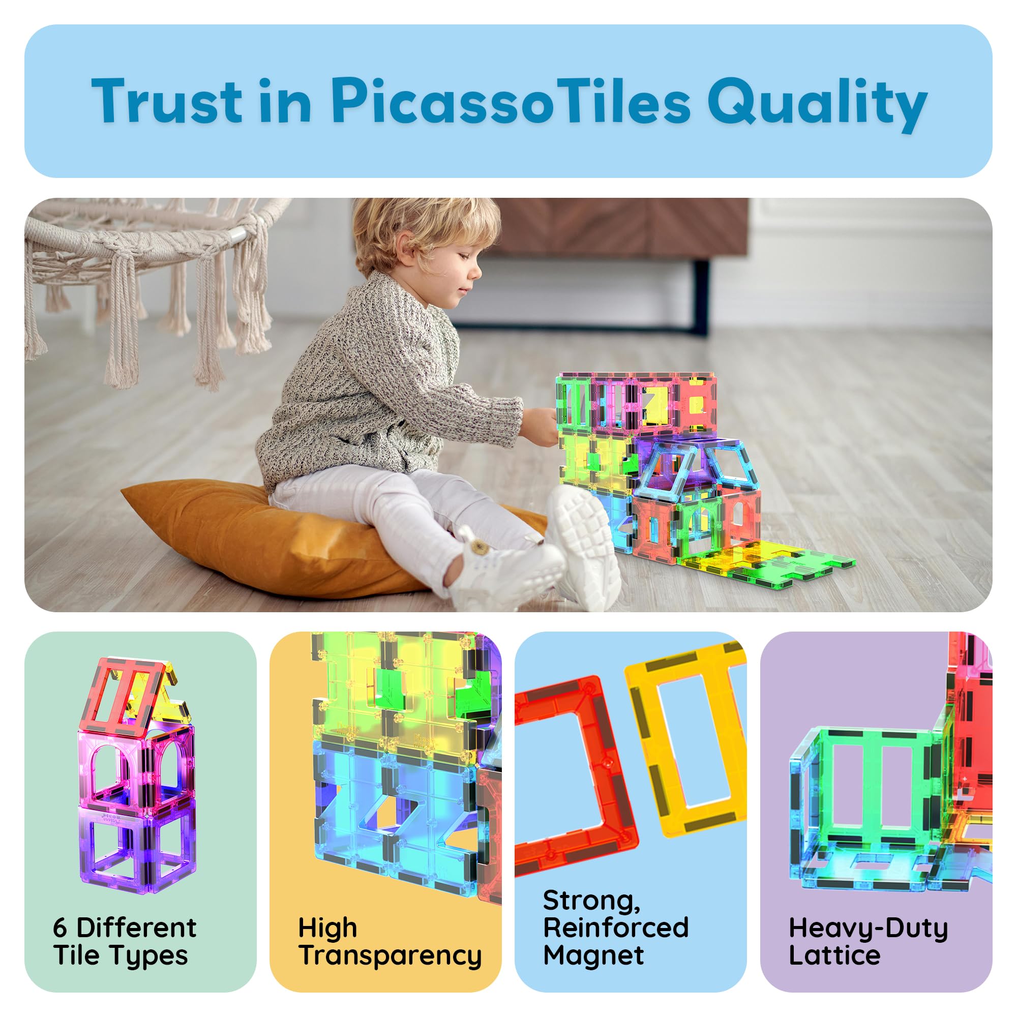 PicassoTiles classroom-centre use supports collaborative learning with magnetic tiles.
