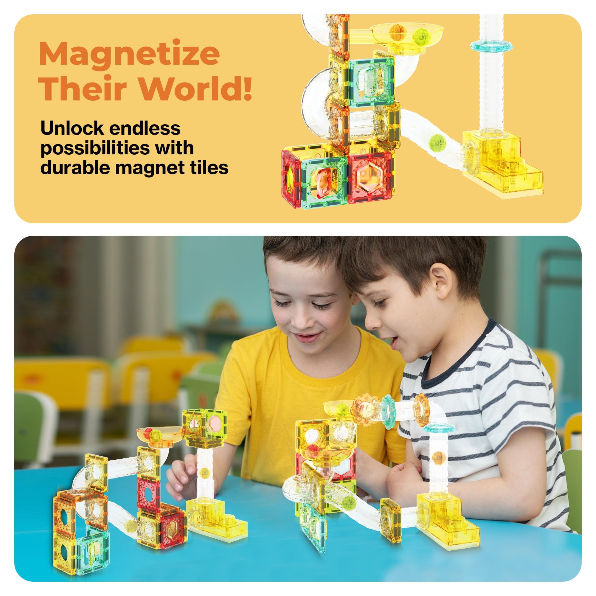 PicassoTiles colorfully interlocking blocks promote hands-on learning and fine motor skills.