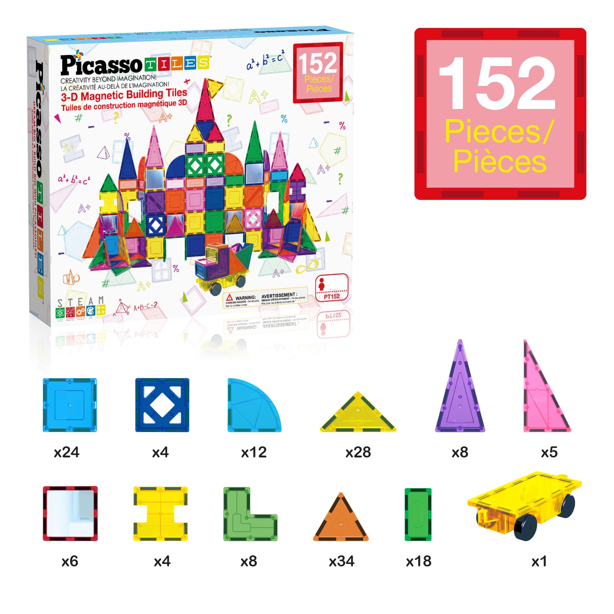 PicassoTiles car-building pieces let kids create moving cars.