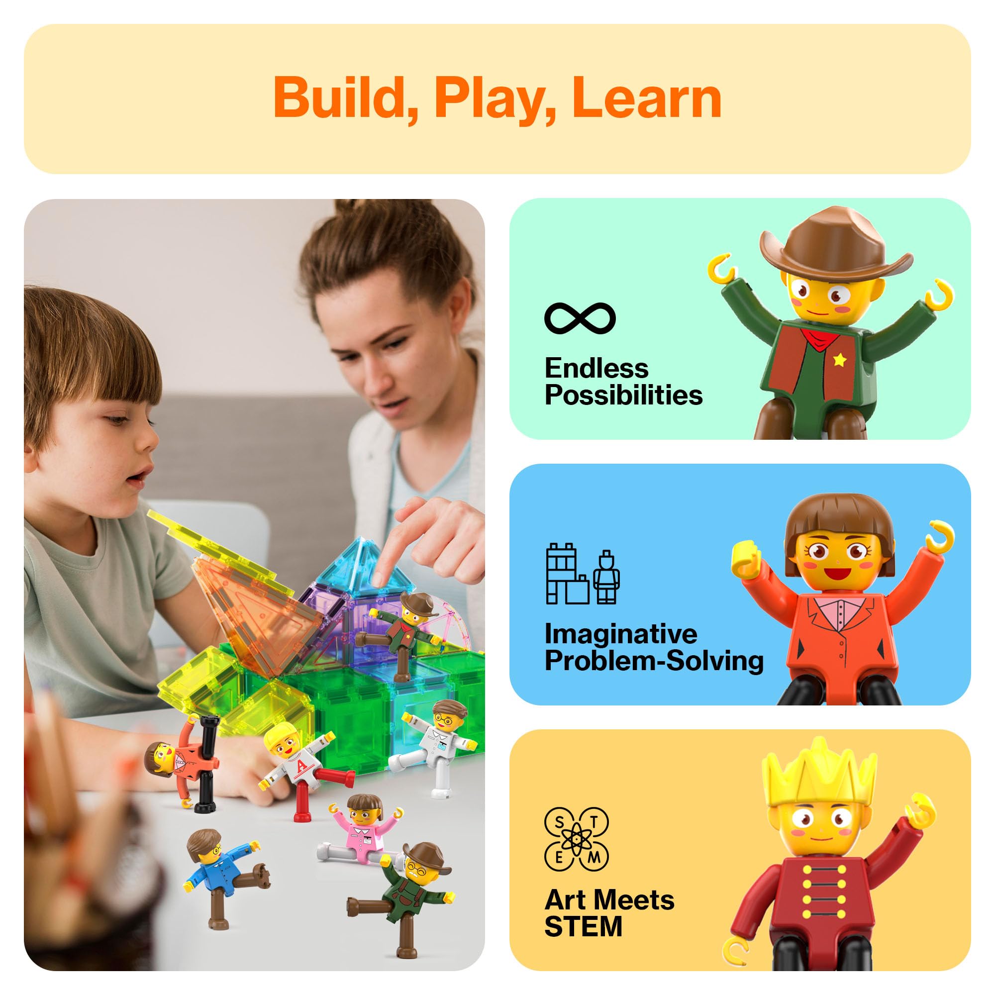 Creative PicassoTiles construction pieces supporting hand-eye coordination and problem solving.