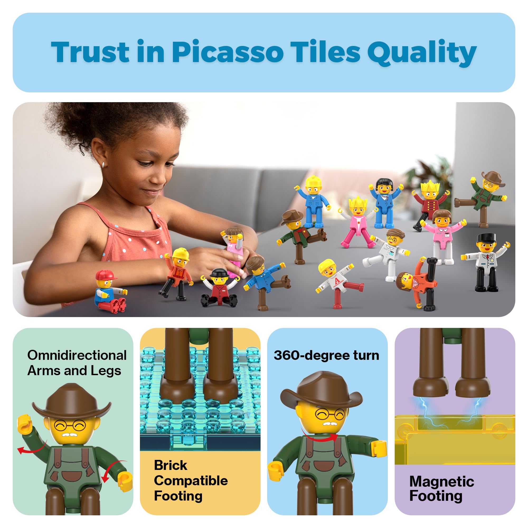 PicassoTiles expansion figures add movement and emotion to tile worlds.