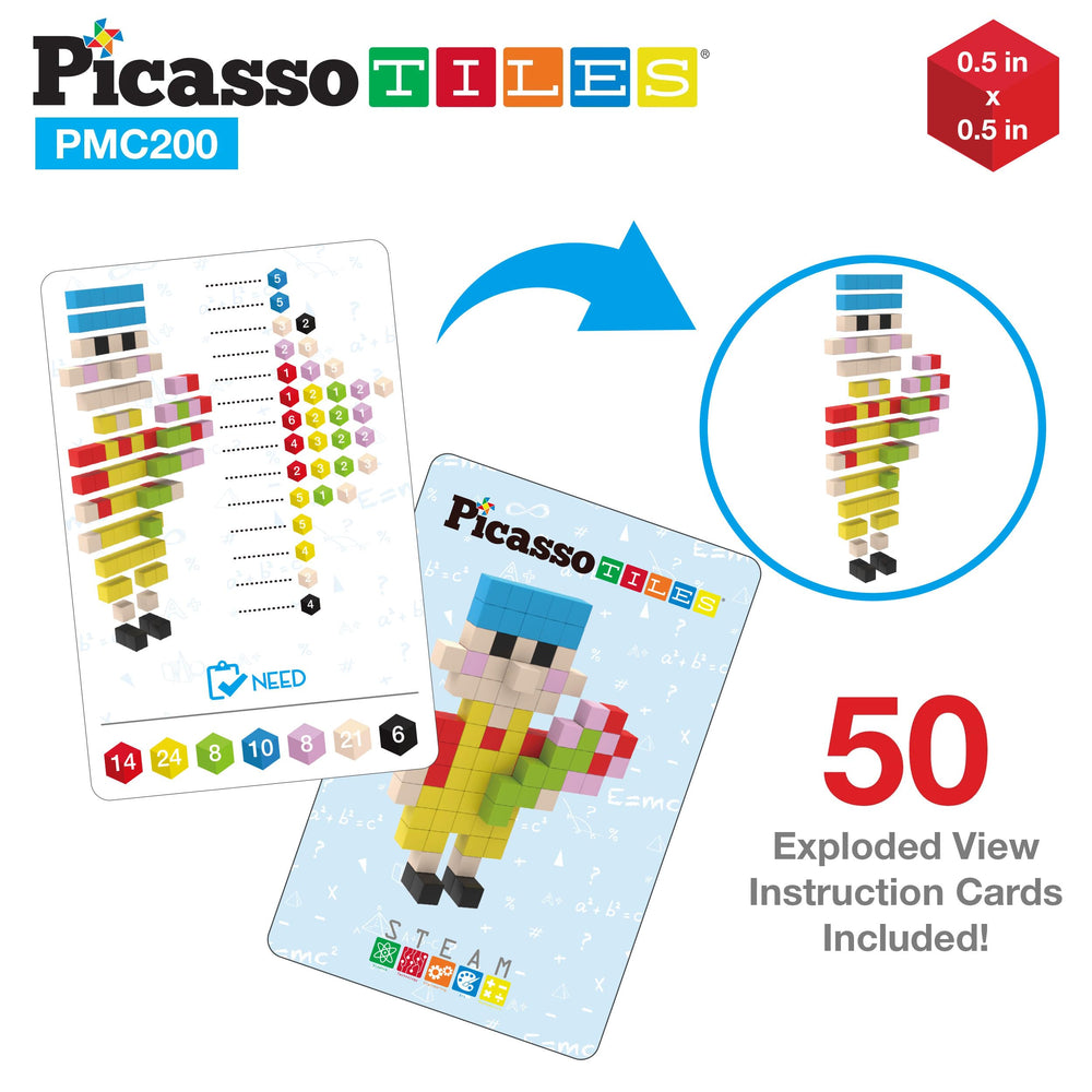 Cubes being assembled into a colorful 3D model with PicassoTiles.