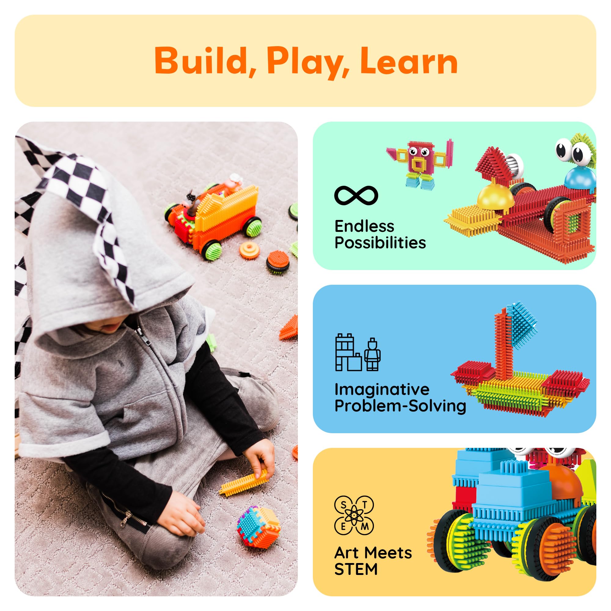 PicassoTiles decorative eyes add expressive details for character builds