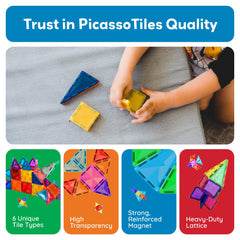 PicassoTiles Diamond Series tiles showcase bold colors for designs.