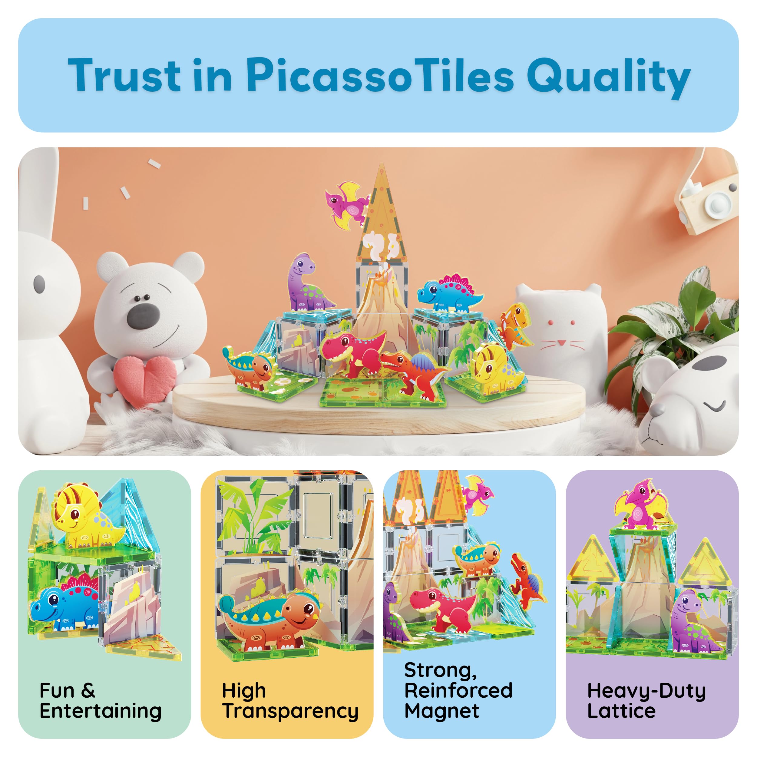 PicassoTiles Dinosaur World BPA-free pieces ensure safe exploration