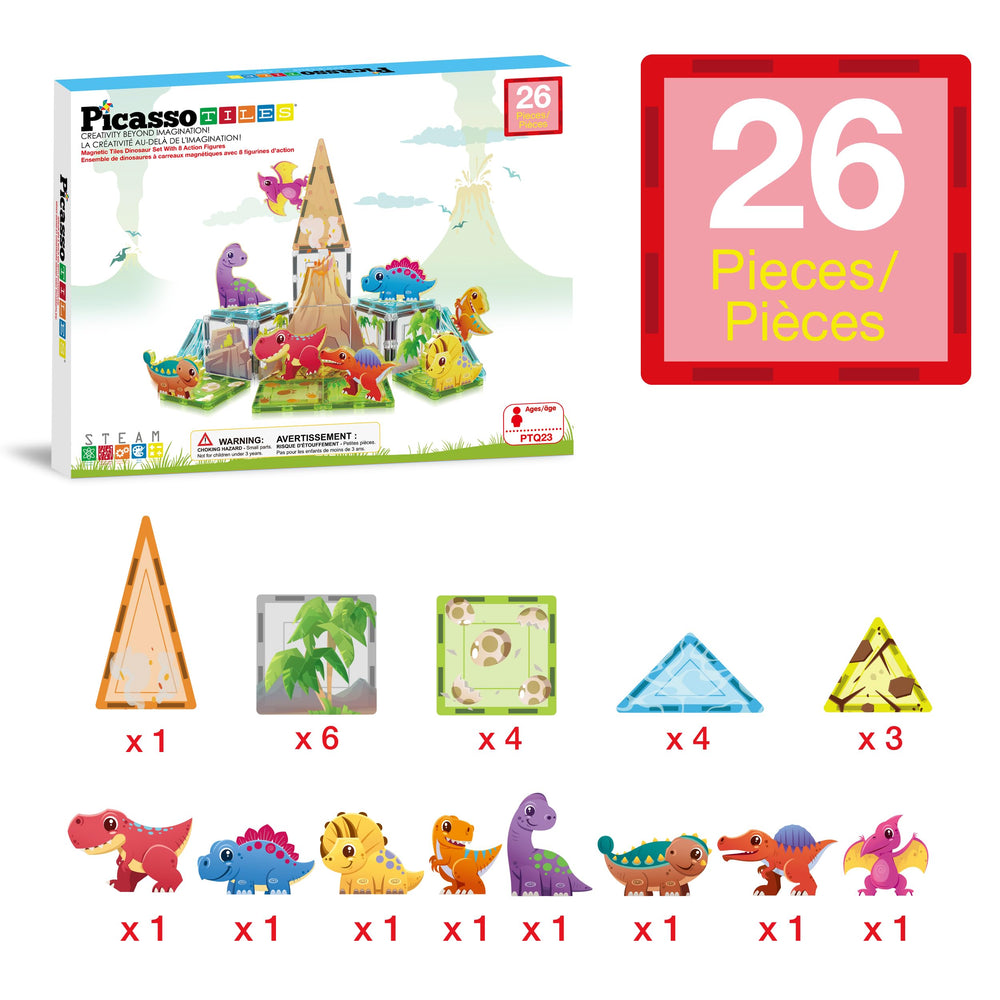 PicassoTiles Dinosaur World Stegosaurus figure enriches imaginative adventures and fine motor skills