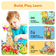 PicassoTiles Dinosaur World Triceratops figure invites collaborative play and counting
