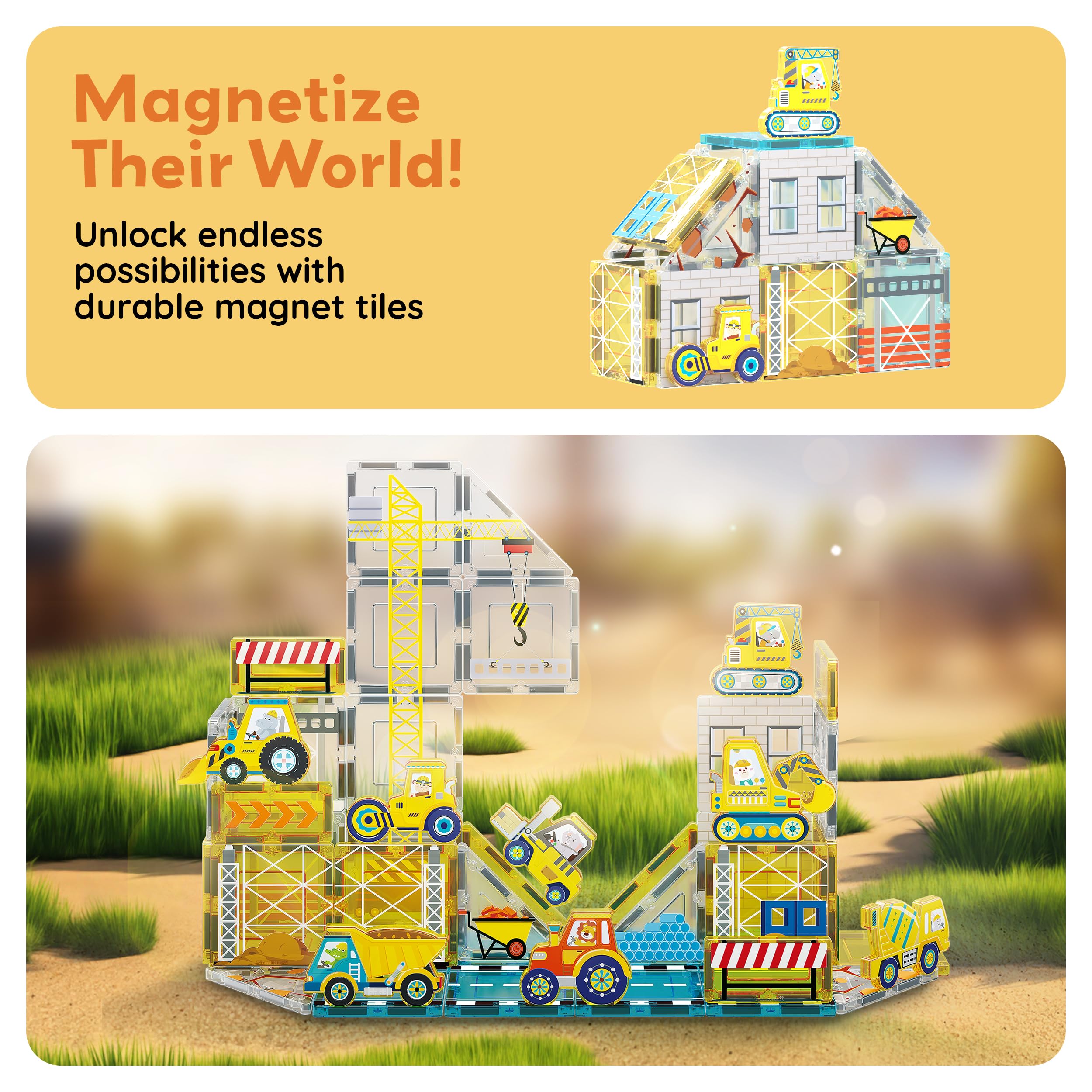 PicassoTiles dump truck offering dynamic dumping play and multi-angle connections