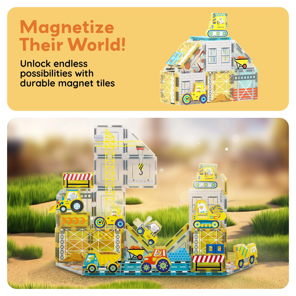PicassoTiles dump truck offering dynamic dumping play and multi-angle connections
