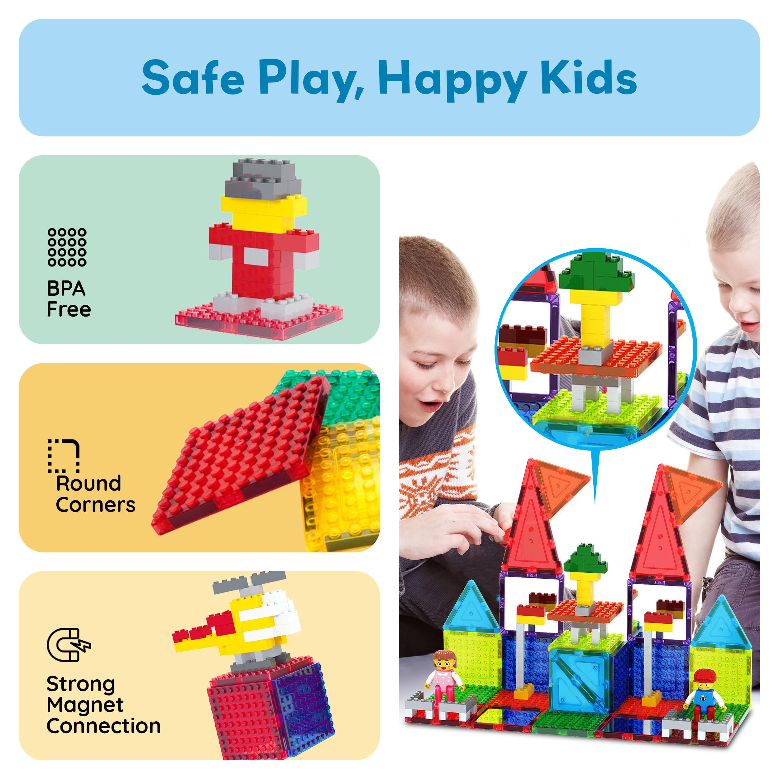 PicassoTiles magnetic brick tiles store neatly, keeping playrooms organized.