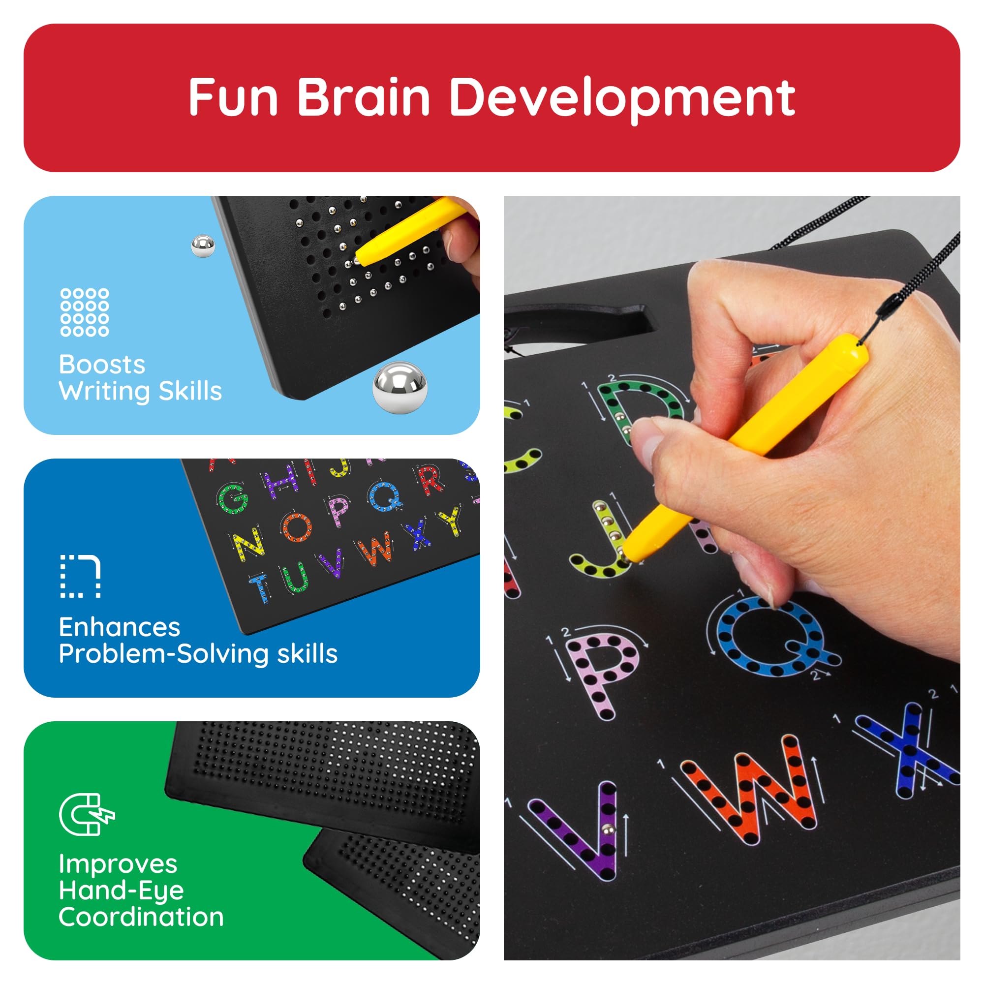 PicassoTiles erasable surface offers reusable, mess-free writing for home or classroom.