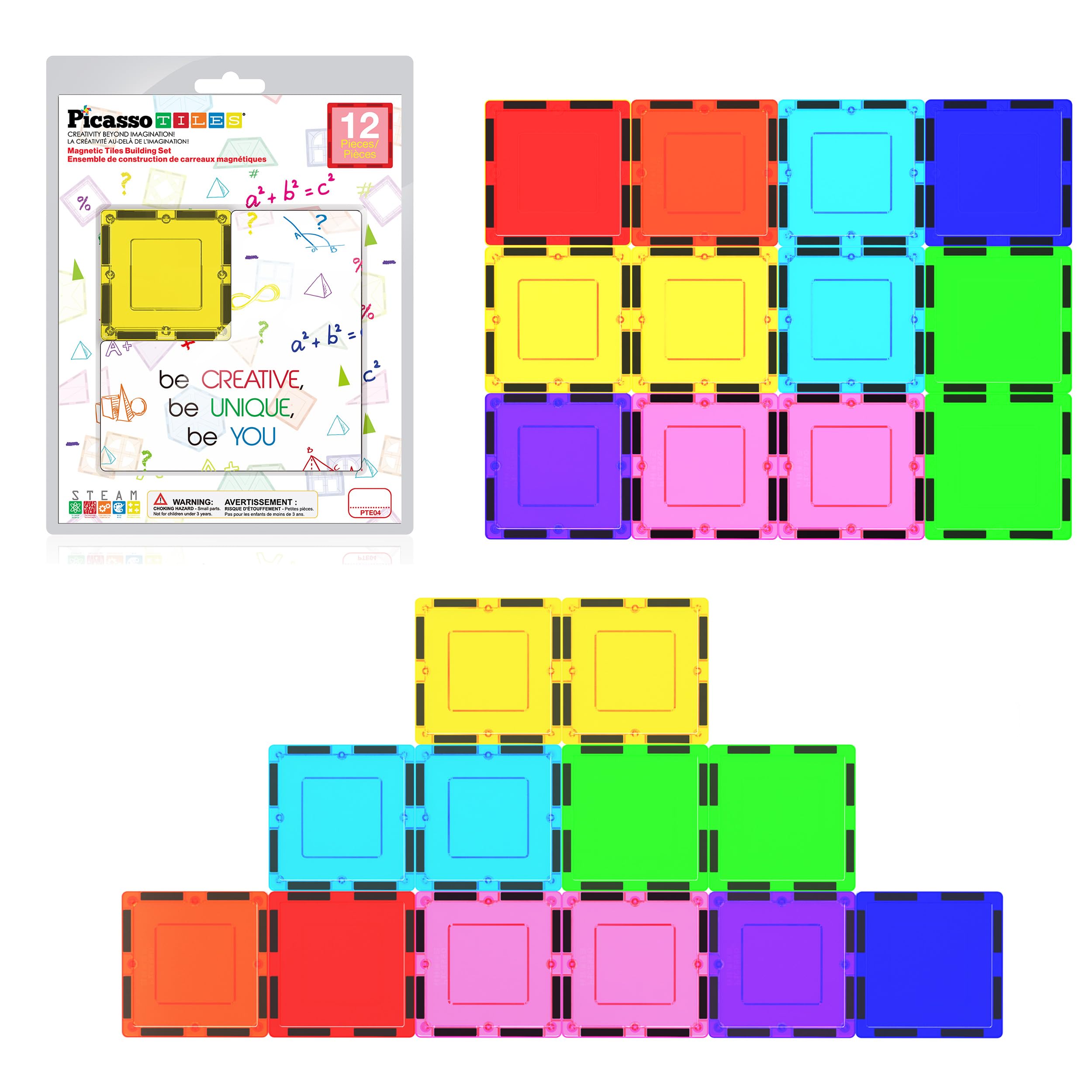 PicassoTiles expansion-square-tiles for taller, stable magnetic structures.