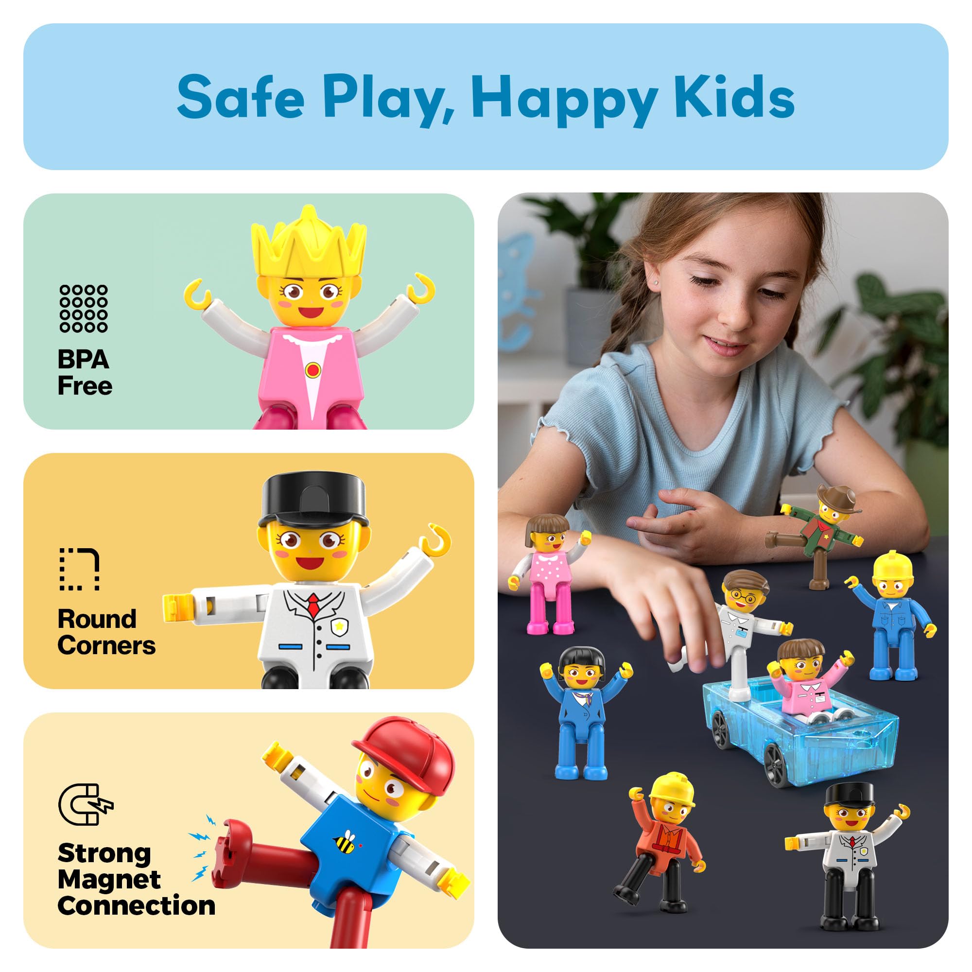 Family bonding with PicassoTiles as a shared building activity.
